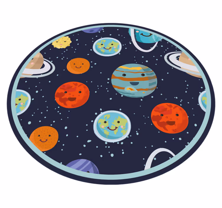 Tapis vinyle pour enfants cercle de planètes souriantes - TenStickers