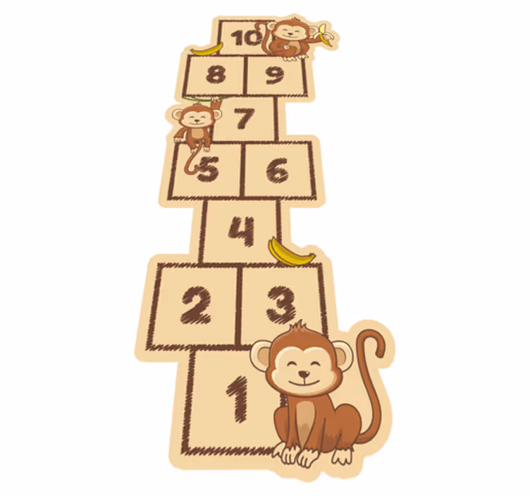 Tapis vinyle pour enfants marelle de singe - TenStickers