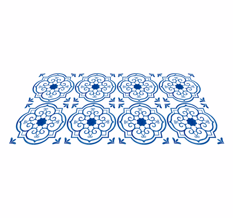 Tapis vinyle carreaux de ciment motif de carrelage orné - TenStickers