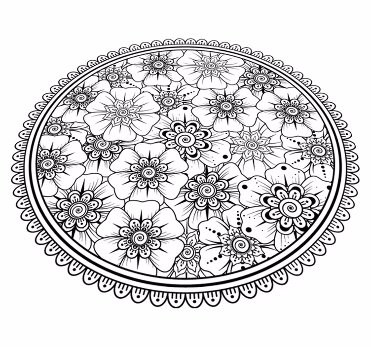 Tapis vinyle mandala motif floral mandala - TenStickers