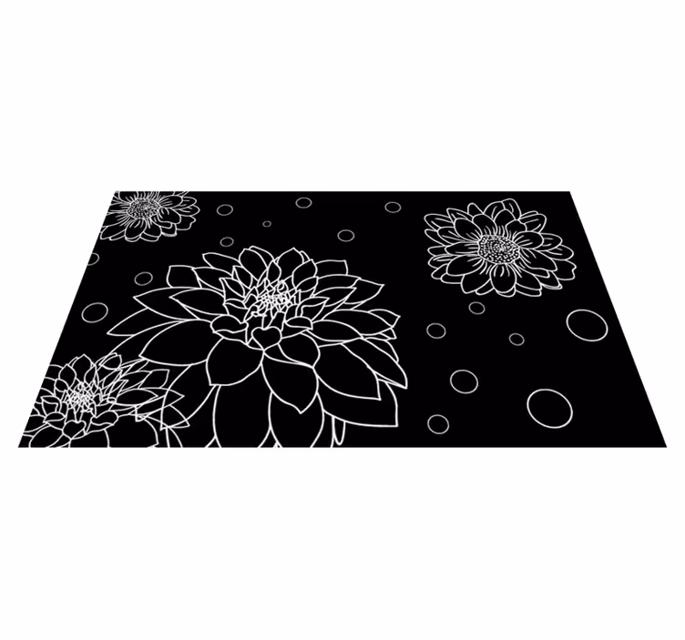 Tapis vinyle fleurs et plantes contraste de contour floral - TenStickers