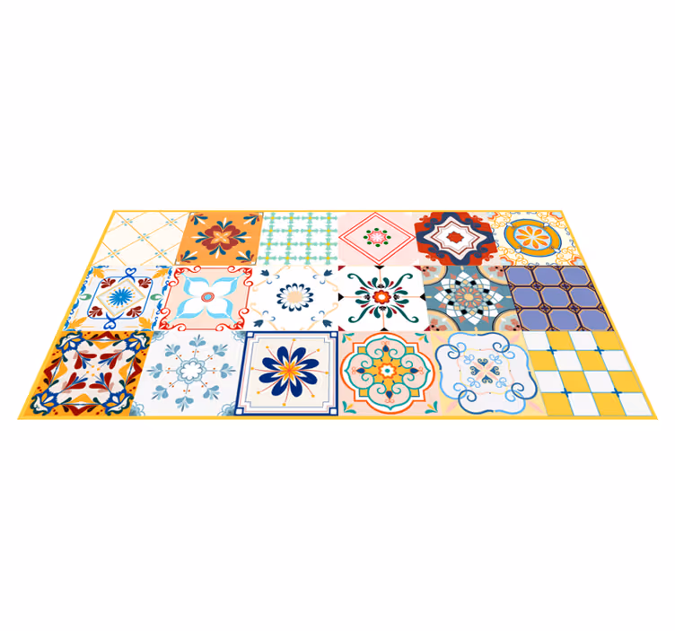 Tapis vinyle carreaux de ciment motifs de tuiles en mosaïque - TenStickers