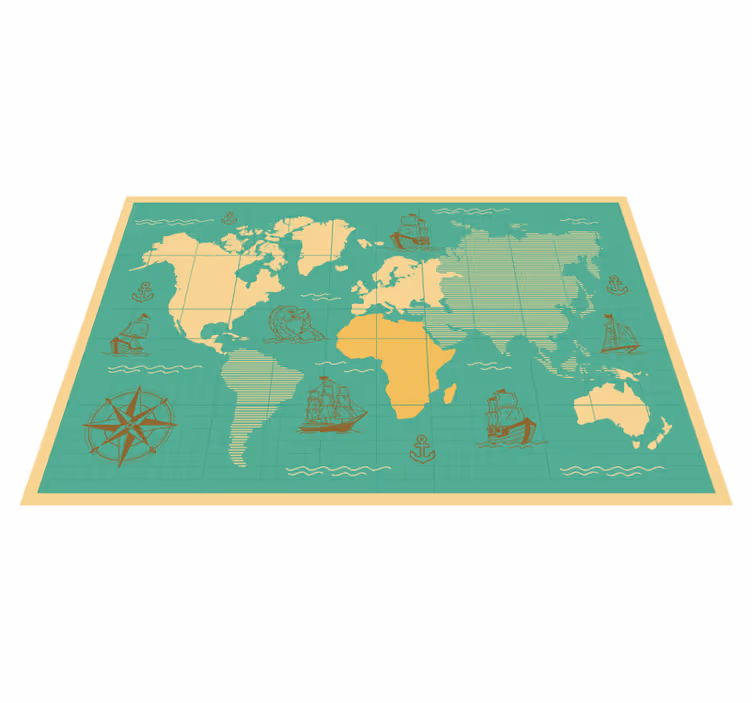 Tapis vinyle carte du monde carte d'aventure maritime - TenStickers