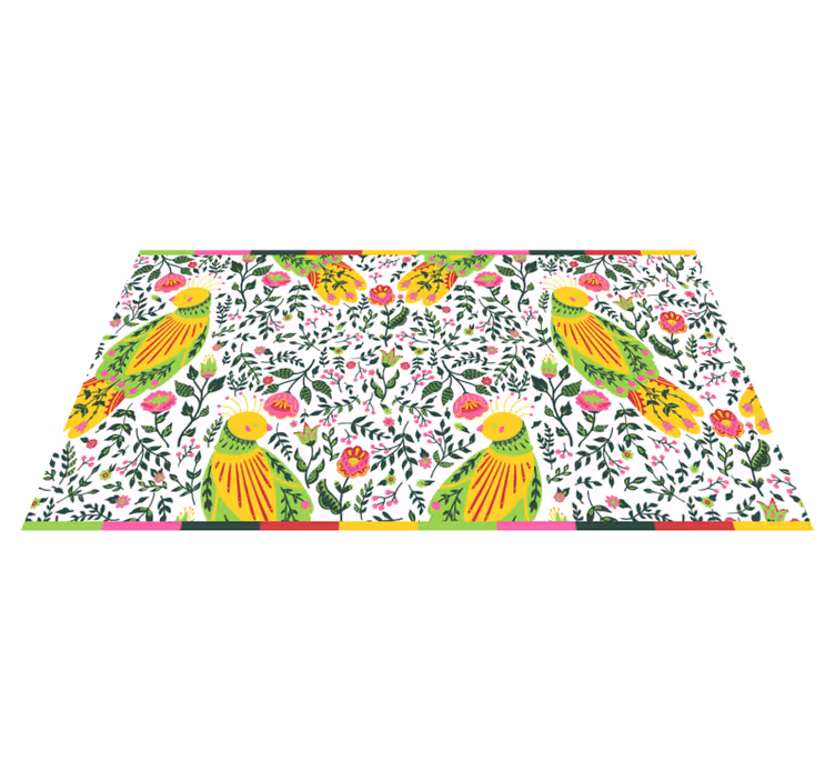 Tapis vinyle fleurs et plantes motif perroquet floral - TenStickers