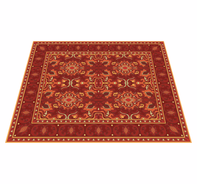 Tapis vinyle mandala motif classique rouge - TenStickers