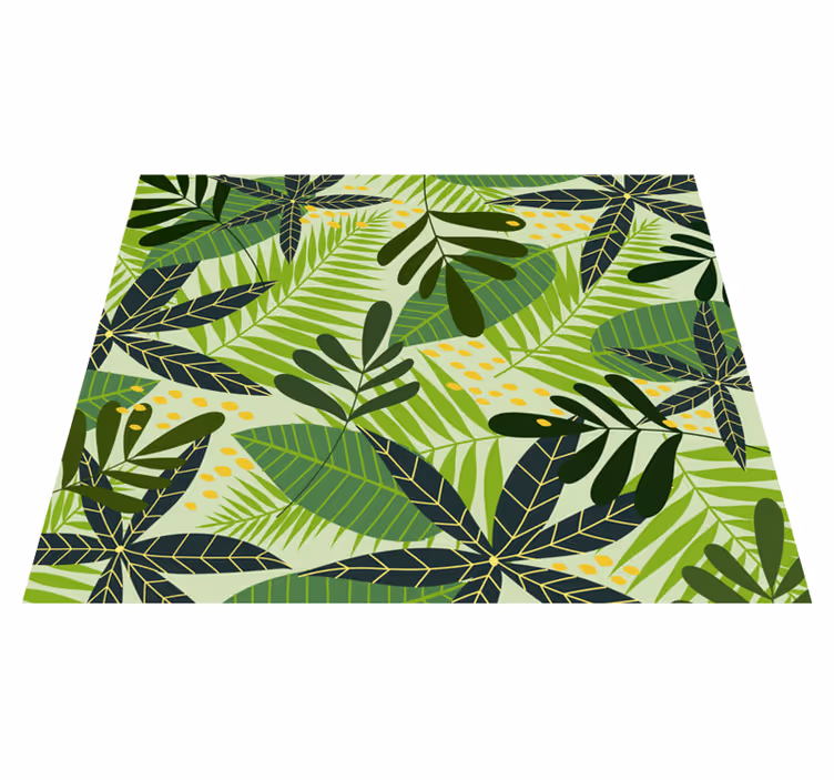 Tapis vinyle rond feuilles tropicales vertes - TenStickers