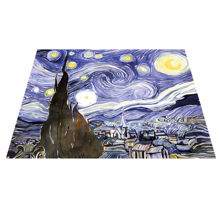 Tapis vinyle rétro interprétation de la nuit étoilée - TenStickers