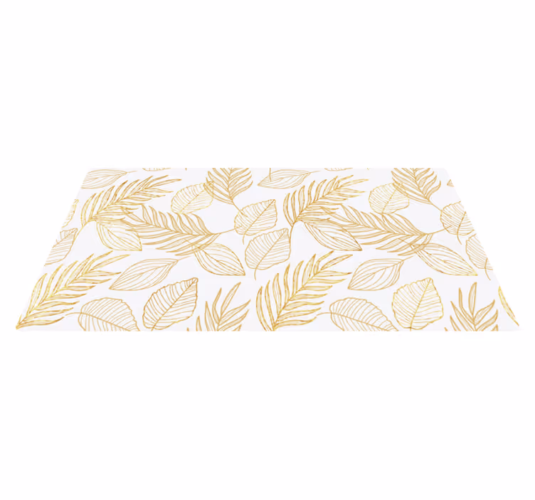 tapis vinyle cuisine Feuille blanche et dorée - TenStickers