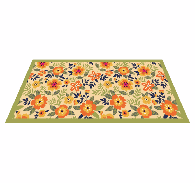Tapis vinyle fleurs et plantes motif de jardin fleuri - TenStickers