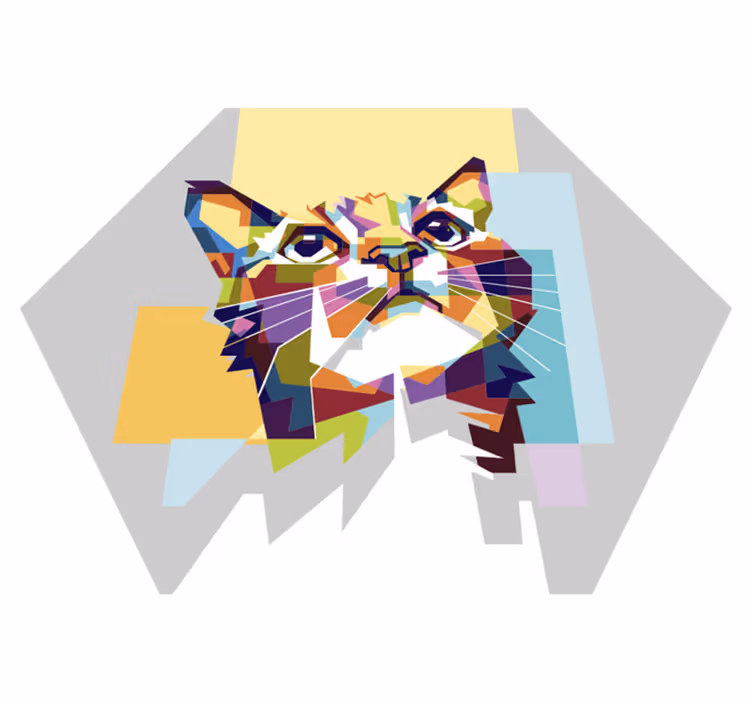 Tapis vinyles géométriques chat géométrique - TenStickers