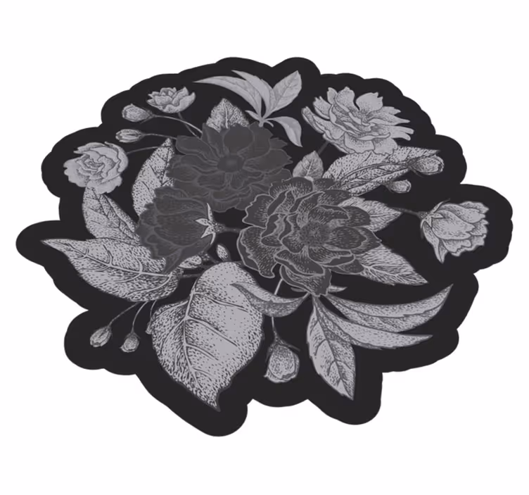 Tapis vinyle fleurs et plantes en contour floral - TenStickers
