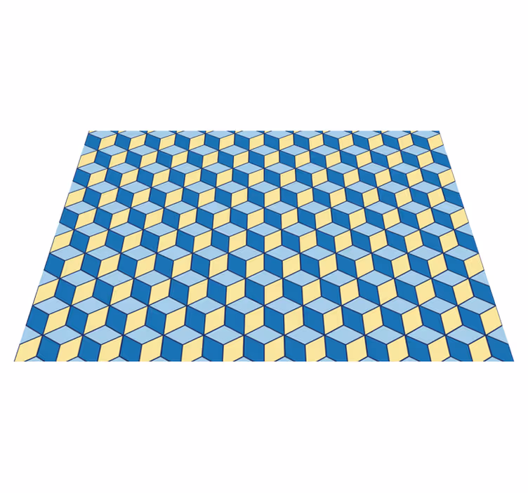 Tapis vinyle carreaux de ciment motif cubiste - TenStickers