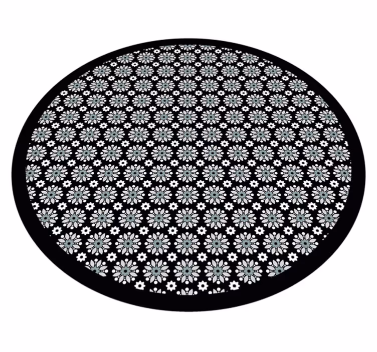 Tapis vinyle fleurs et plantes motif rond floral - TenStickers