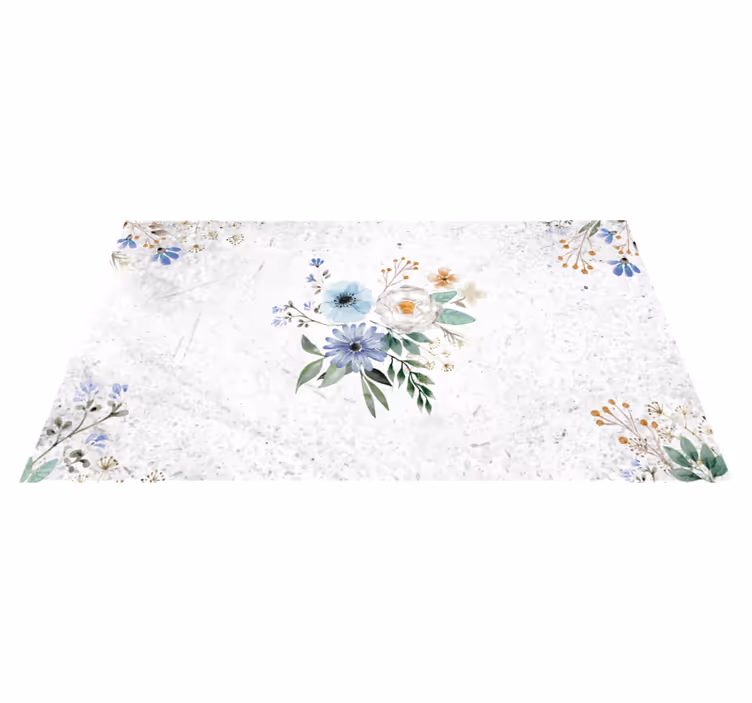 Tapis vinyle fleurs et plantes élégance du marbre floral - TenStickers