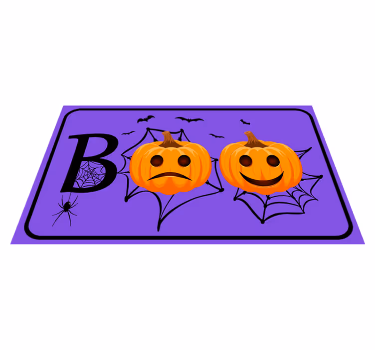 Tapis vinyle pour halloween citrouille toile d'araignée boo - TenStickers
