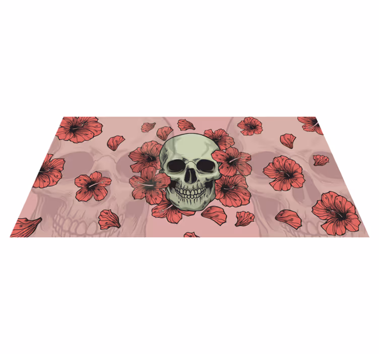 Tapis vinyle pour halloween superposition florale de crâne - TenStickers