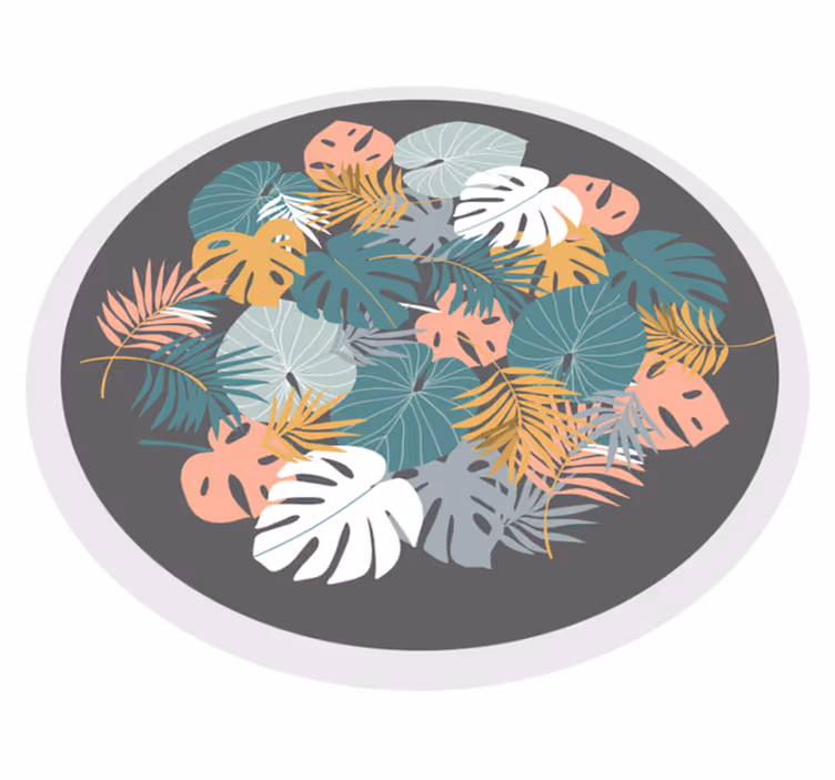 Tapis vinyle fleurs et plantes cercle de feuilles botaniques - TenStickers