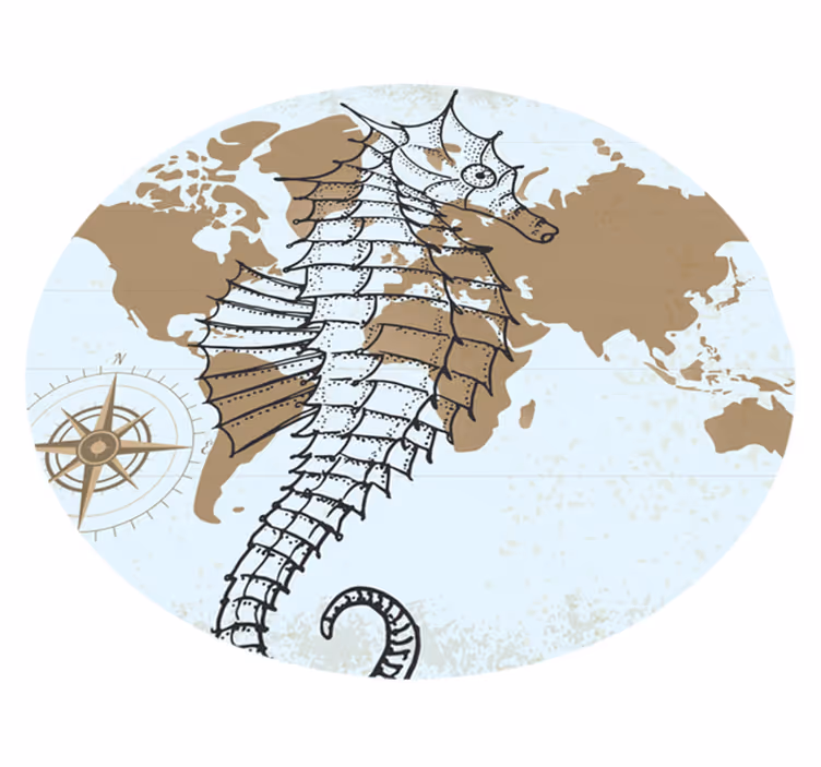 Tapis vinyle animal carte nautique hippocampe - TenStickers