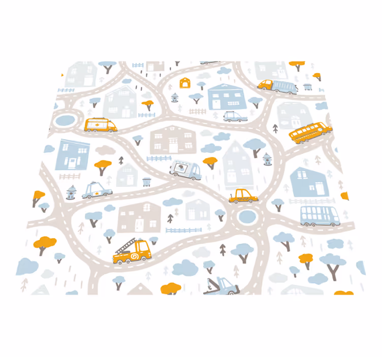 Tapis vinyle autouroute jeu de circulation en ville - TenStickers