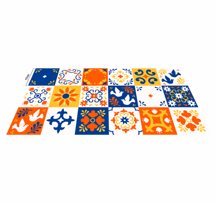 Tapis vinyle cuisine motif de carreaux colorés - TenStickers