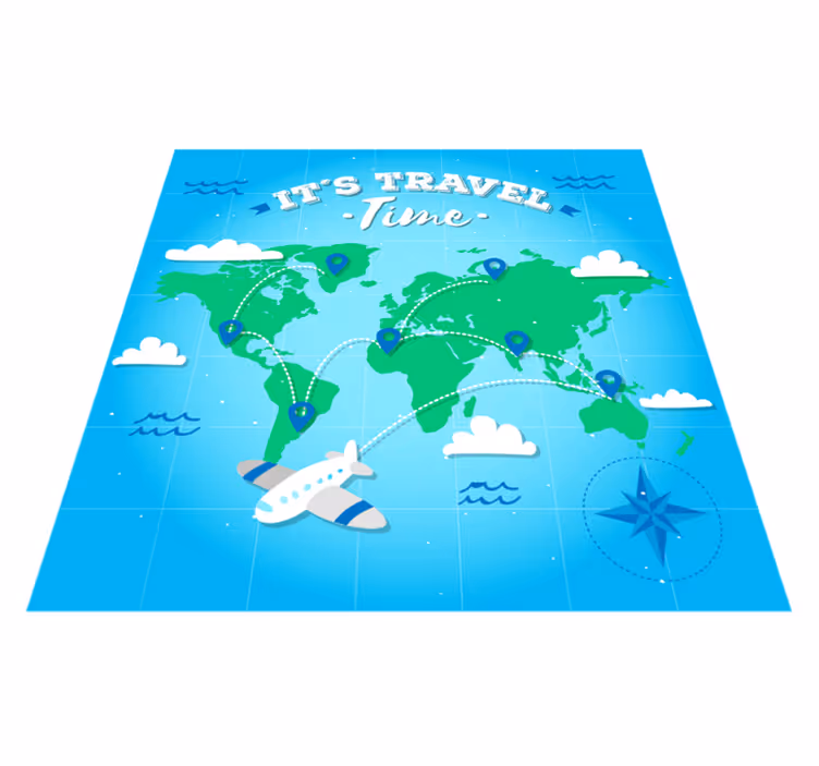 Tapis vinyle carte du monde exploration du monde - TenStickers
