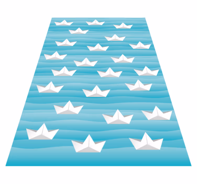 Tapis vinyle étoile bateaux en papier rayés - TenStickers