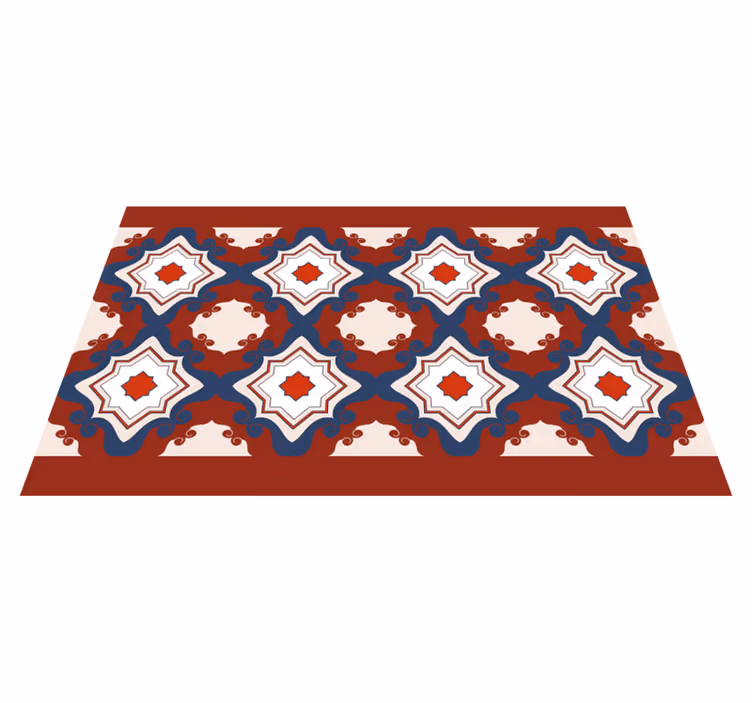 Tapis vinyle carreaux de ciment mosaïque rouge et bleue  - TenStickers