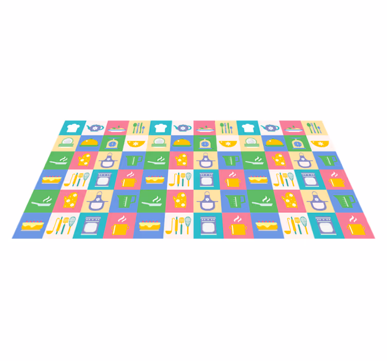 Tapis vinyle cuisine symboles culinaires éclatants - TenStickers