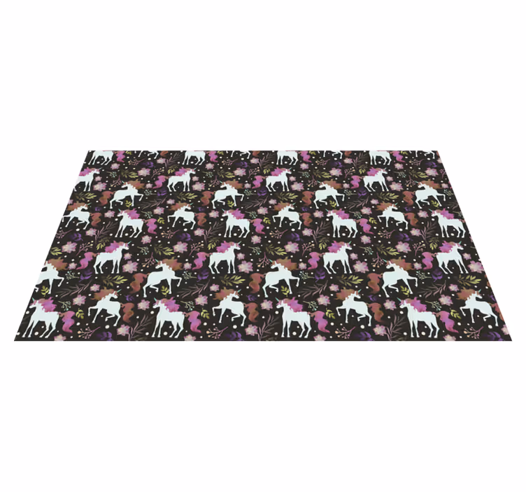 Tapis vinyle motif botanique avec licornes  - TenStickers