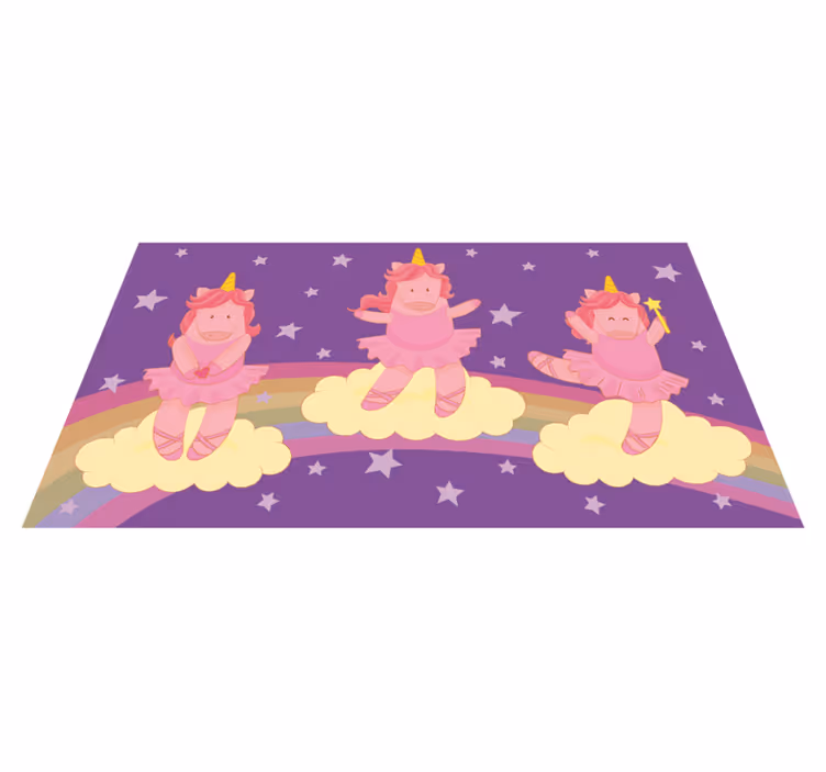 Tapis vinyle pour enfants danse fantastique de licornes - TenStickers