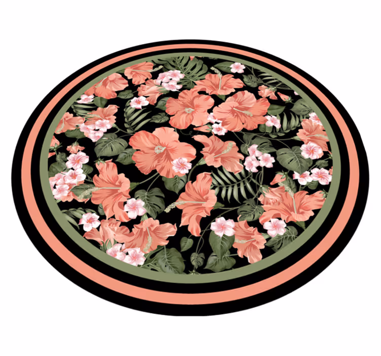 Tapis vinyle fleurs et plantes motif circulaire floral - TenStickers