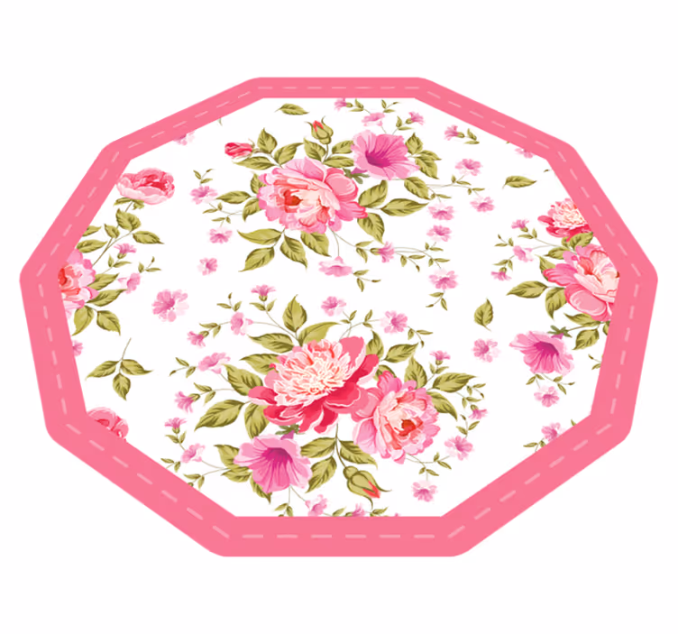 Tapis vinyle fleurs et plantes octogone floral - TenStickers