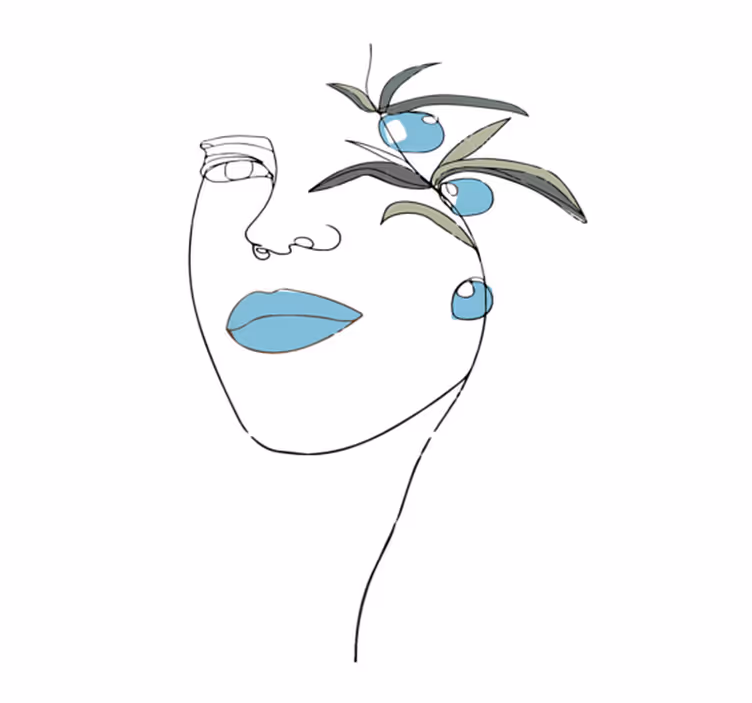 Tapis vinyle fleurs et plantes dessin au trait floral - TenStickers