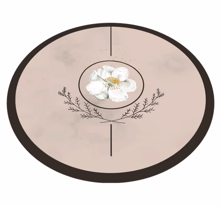 Tapis vinyle fleurs et plantes emblème de cercle floral - TenStickers