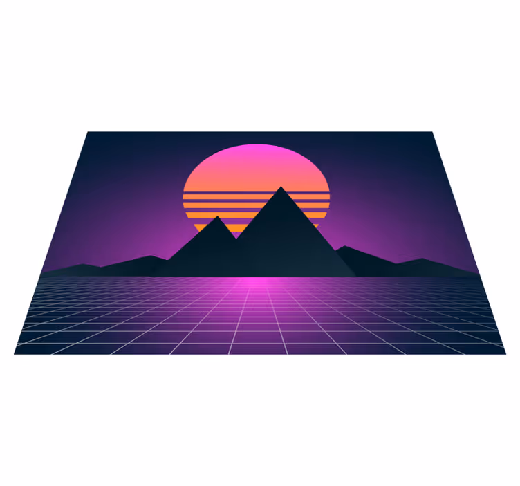 Tapis vinyle rétro géométrie coucher de soleil - TenStickers