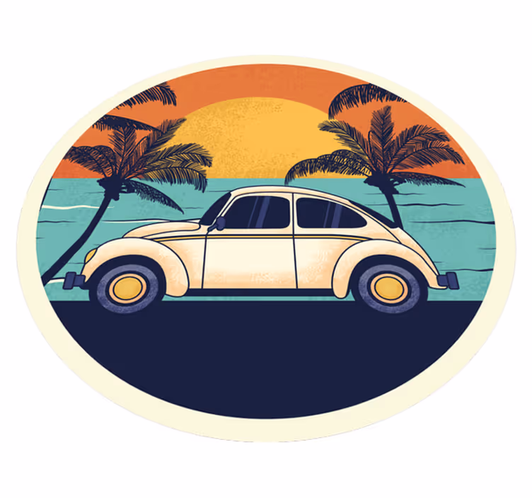Tapis vinyle rétro paysage de voiture rétro - TenStickers