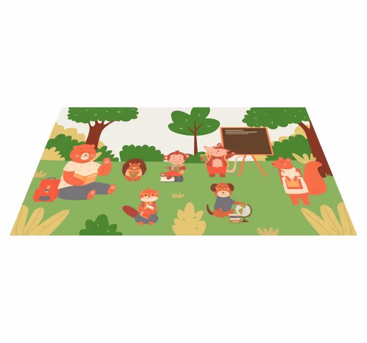 tapis vinyle de rue Dessin animé, animaux, aller, école - TenStickers
