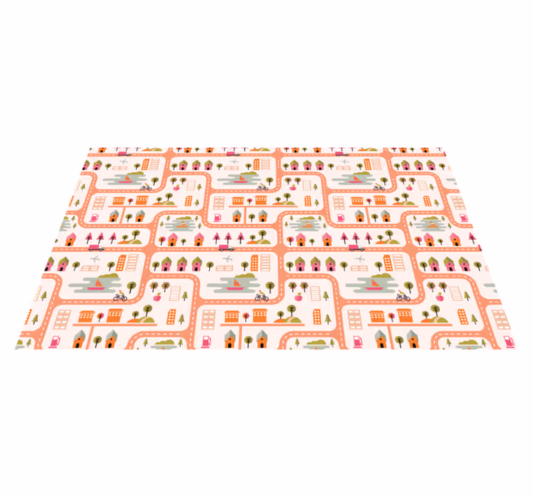 Tapis vinyle autouroute plan de ville ludique - TenStickers
