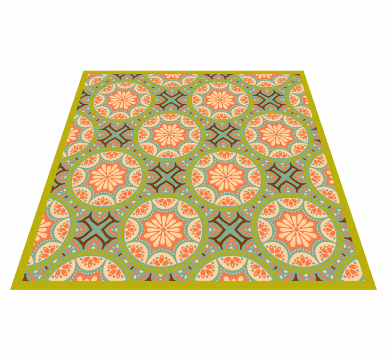 Tapis vinyle salle de bain motif carrelé orné - TenStickers