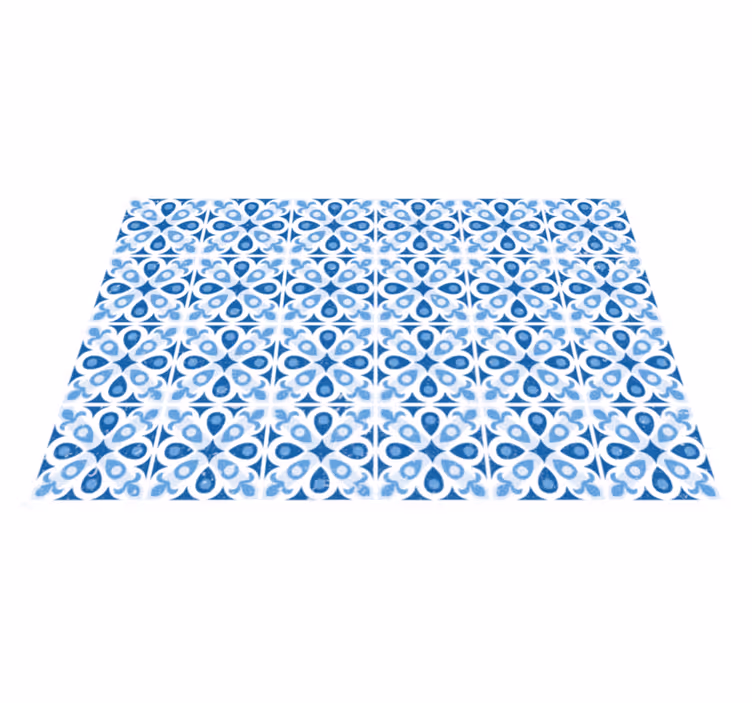 Tapis vinyle carreaux de ciment carrelage à motifs bleus - TenStickers