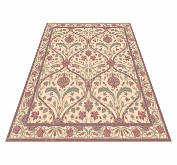 Tapis vinyle rétro motif floral orné - TenStickers