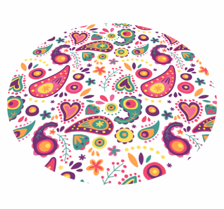 Tapis vinyle fleurs et plantes motif cachemire coloré - TenStickers