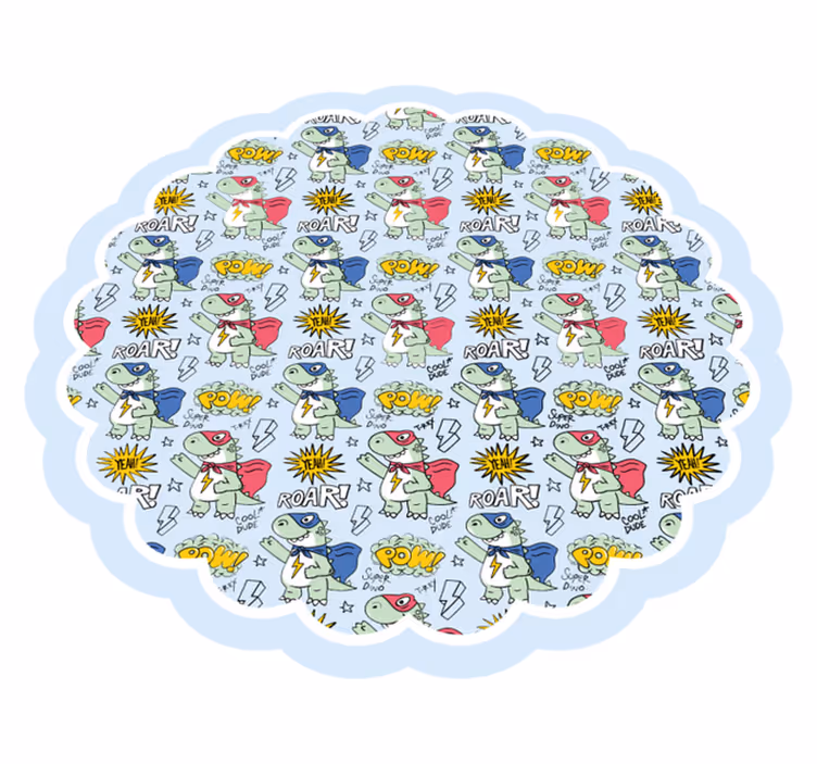 Tapis vinyle pour enfants dinosaures de super-héros - TenStickers