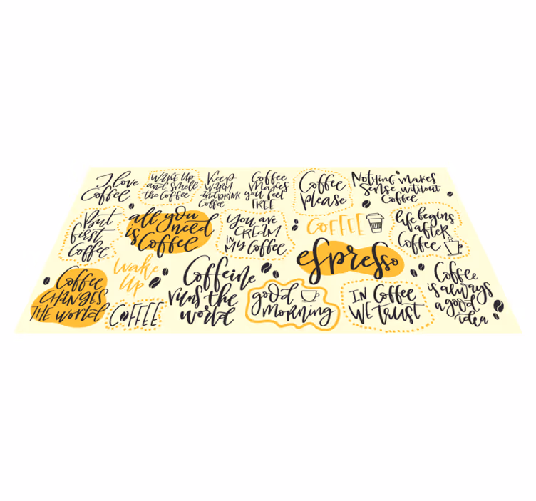 tapis vinyle citation Lettrage dessiné à la main sur le café - TenStickers