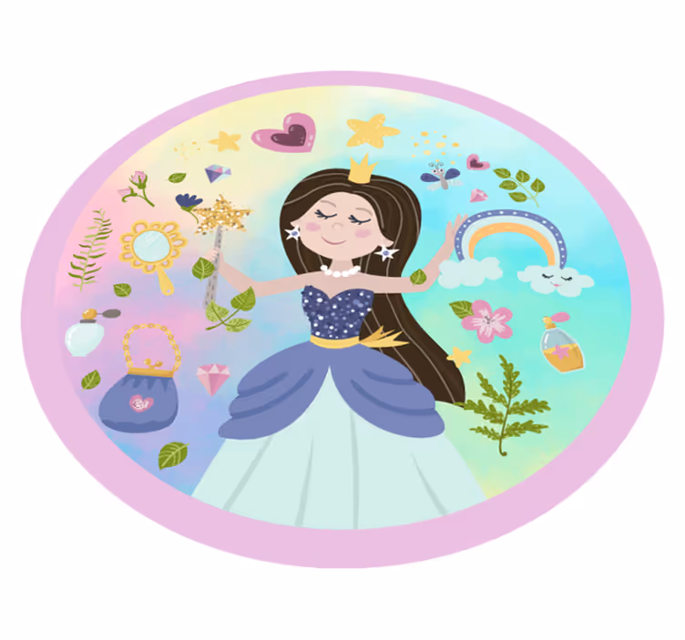 tapis vinyle pour enfants Fond multicolore princesse - TenStickers
