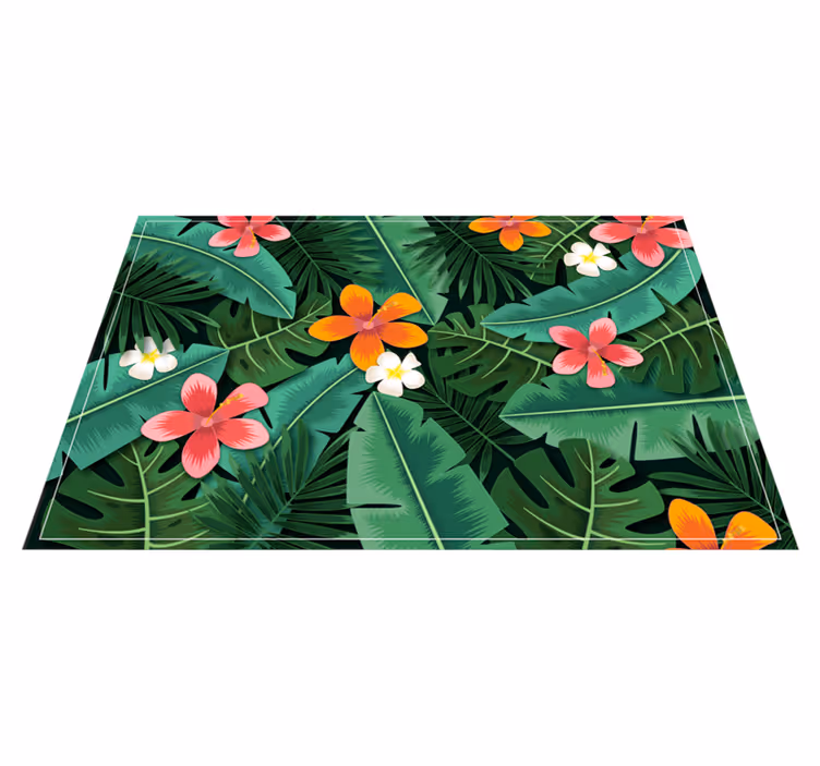 Tapis vinyle fleurs et plantes ensemble floral tropical - TenStickers