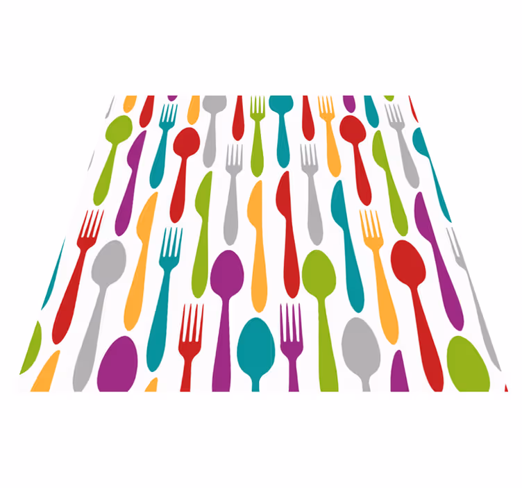 Tapis vinyle cuisine motif de couverts colorés - TenStickers