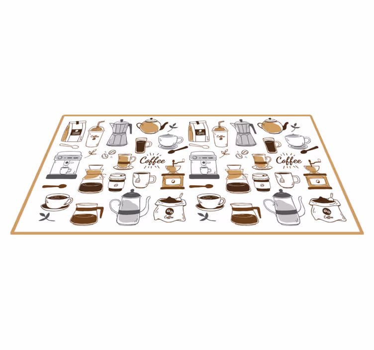 Tapis vinyle cuisine les essentiels du café - TenStickers