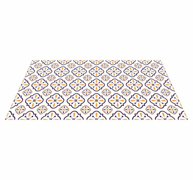 Tapis vinyle cuisine réplique de carrelage floral - TenStickers