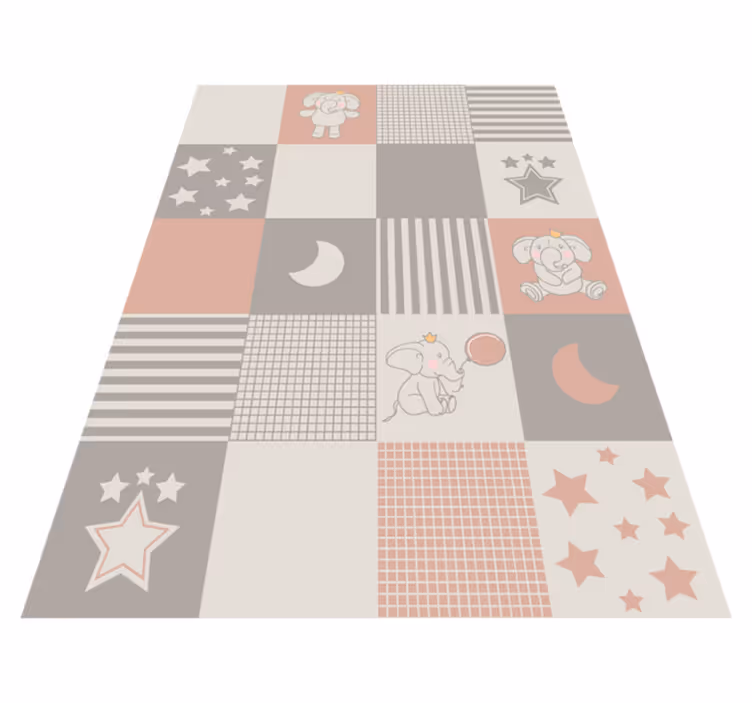 Tapis vinyle pour enfants Élément de jeu éléphant patchwork - TenStickers